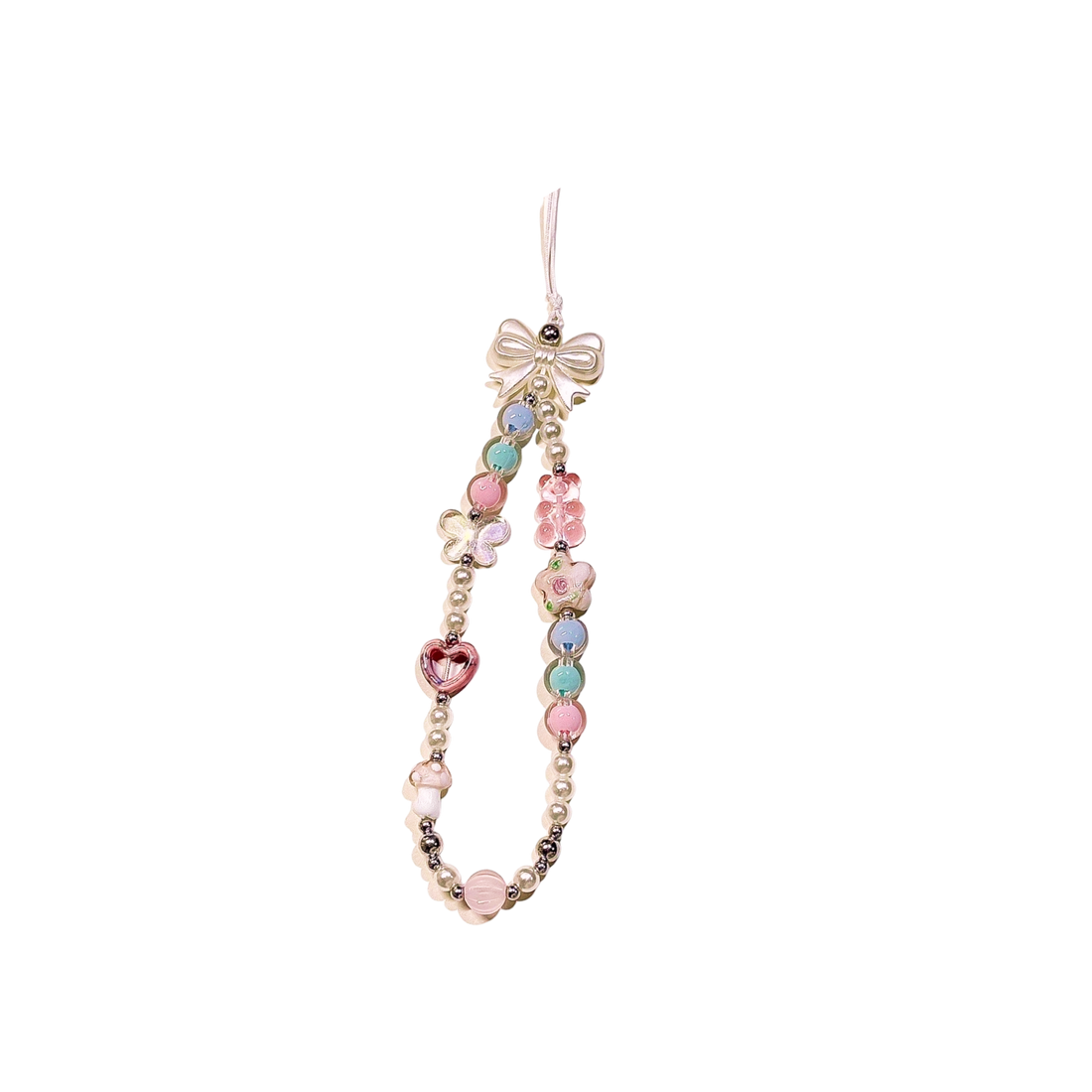 Bowknot Beaded Mobile Phone Charms Phone Bracelet Chain