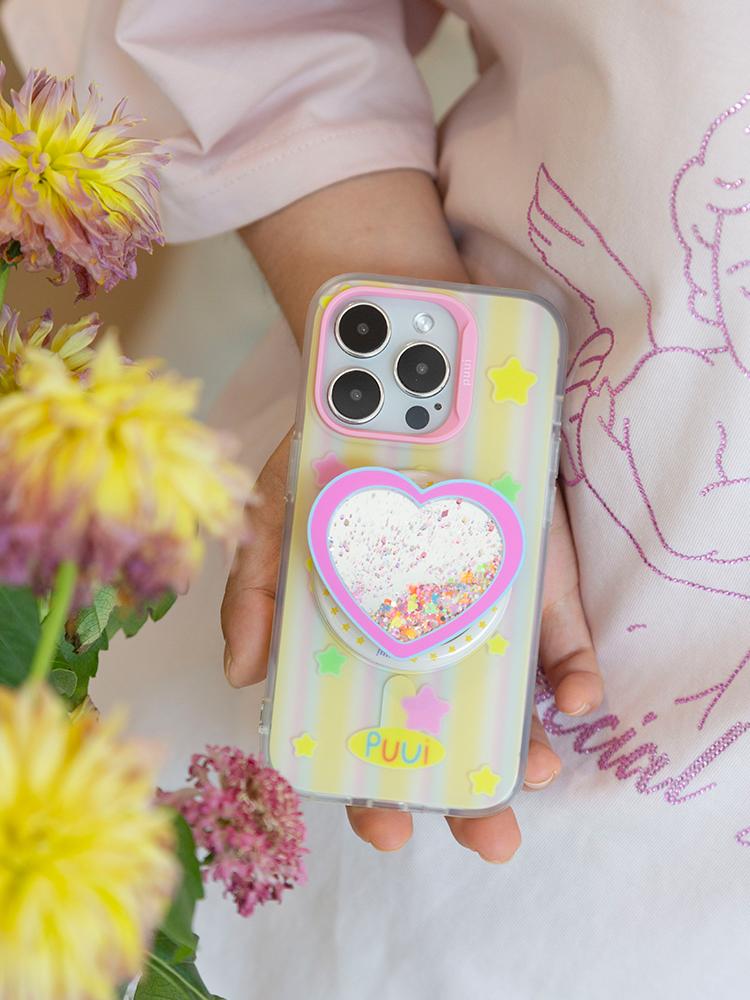 Candy Color Magsafe Phone Case With Heart Star Pop Grip