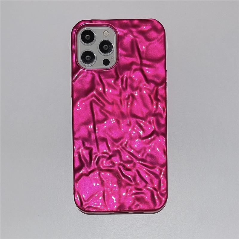 Plating 3D Electroplate Design Hot Pink Phone Case for iPhone 15 14 Pro