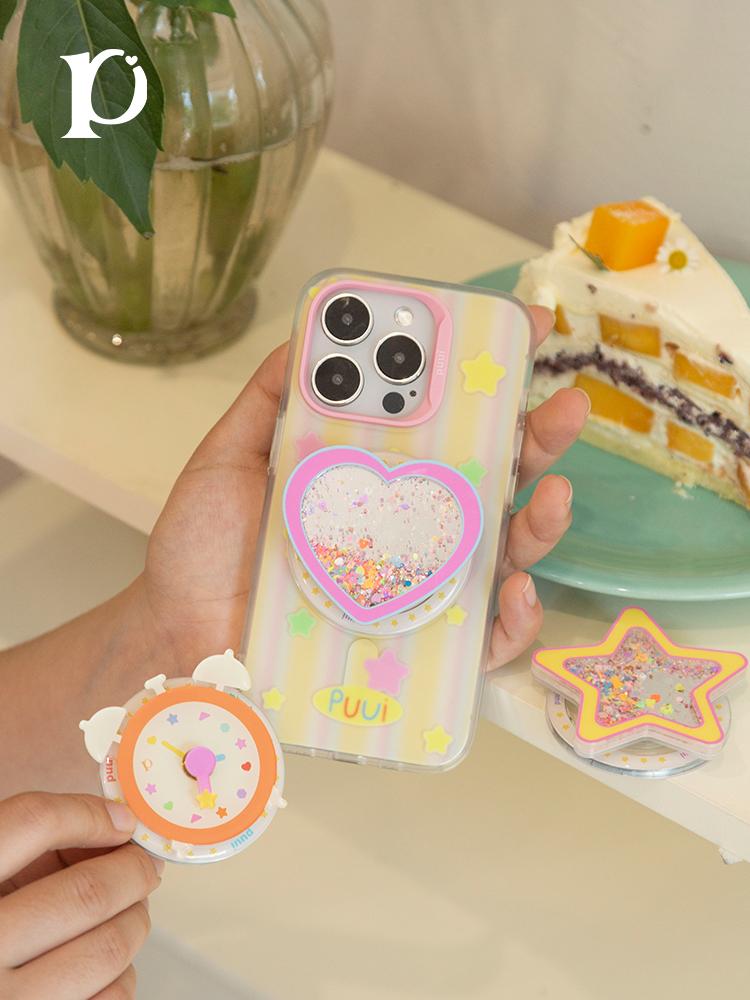 Candy Color Magsafe Phone Case With Heart Star Pop Grip