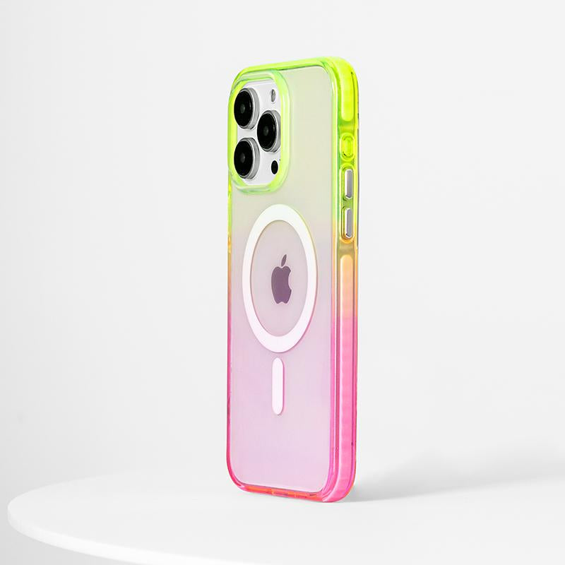 Crystal Clear Gradient Color Magsafe Phone Case Double Color