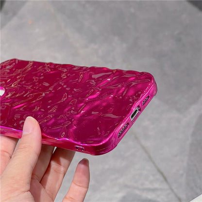 Plating 3D Electroplate Design Hot Pink Phone Case for iPhone 15 14 Pro