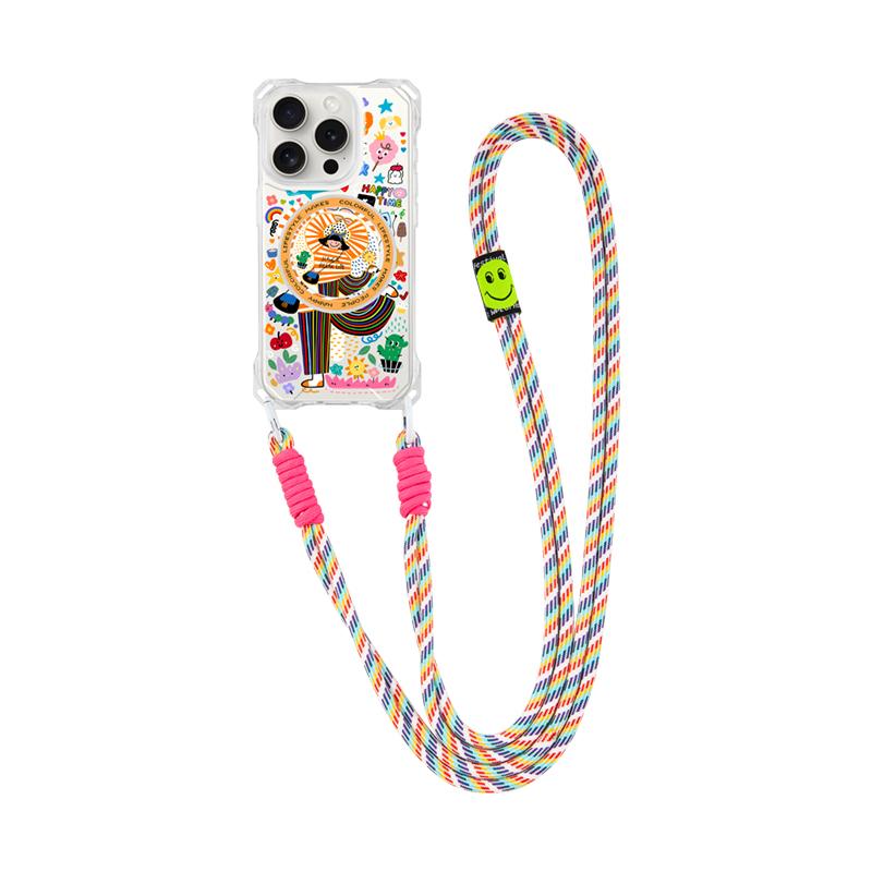 Happy Time Shell Pattern Magsafe Phone Case With Wrist Crossbody Strap