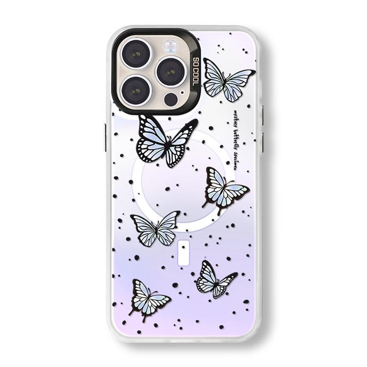 Shine Laser Butterfly Magsafe Phone Case With Pop Grip