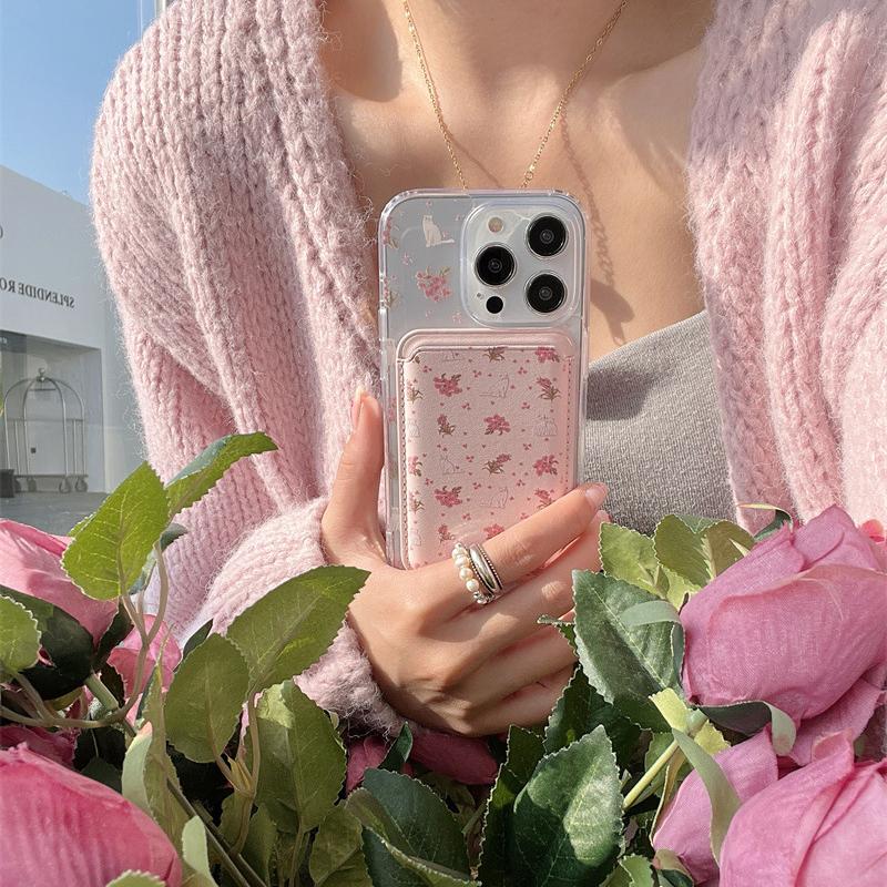 Floral Clear Phone Case Compatible with MagSafe for Apple iPhone 14 Pro